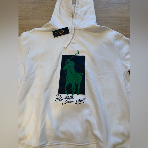 Polo Ralph Lauren Men’s Big Pony RL 67 Fleece Pullover Hoodie White NWT L - Picture 4 of 5